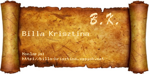 Billa Krisztina névjegykártya